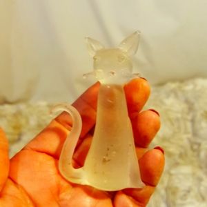 Cat Figurine -  Translucent Frosted Glass Minimalist Collectable Home Dcor
